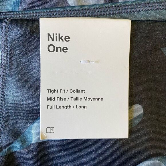 Nike One Blue Camo Leggings Mid-Rise Lightweight Full Length NWT Size Medium - Picture 6 of 9
